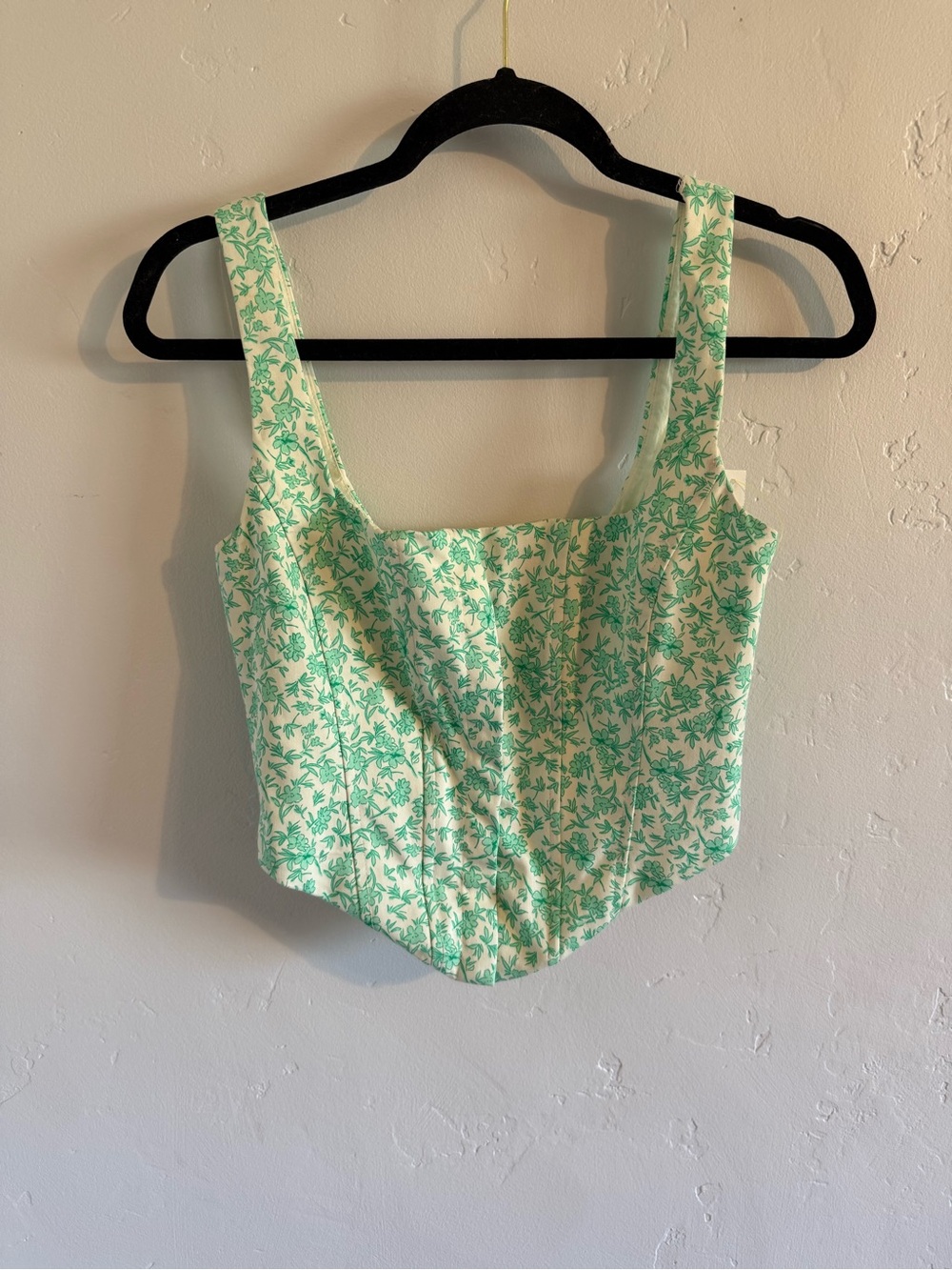Zara Popli Green Floral Corset Top sz Medium